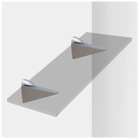 Coppia di reggimensola MOD. Halcon per mensole in Legno / Vetro / Cristallo di Spessore 8-40mm Finitura Verniciato aluminio - Foto 5