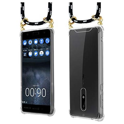 Catena Di Telefoni Cellulari Compatibile Con Nokia 5 2017 In Nero Argento - Coperchio Protettivo In Silicone Con Anelli D'oro, Cinturino In Corda E Custodia Staccabile - Foto 2