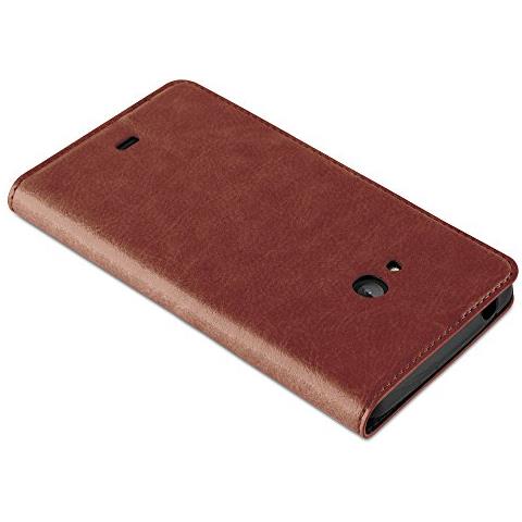Custodia Compatibile Con Nokia Lumia 540 In Marrone Cappuccino - Coperchio Protettiva Con Chiusura Magnetica, Funzione Stand E Tasca Per Le Carte - Foto 2