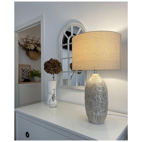 Lampada Da Tavolo In Ceramica Beige Salza - Foto 11