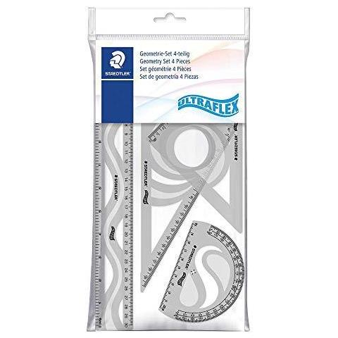 569 - Polisacco 1 Set Di Flessibile E Infrangibile Geometria (righello 30 Centimetri Goniometro 10 Cm Staffe 6030 E 45 Colori Assortiti - Foto 1