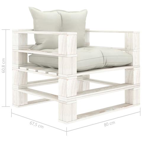 Poltrona da Giardino Pallet con Cuscini Beige in Legno - Foto 2