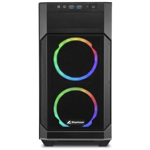 CABINET MICRO ATX SHARKOON V1000 RGB NERO 4slot 45x20x40,2cm 1x5,25" 2x3,5" 6x2,5" 2xUSB3.0 3xVENT. -120mm-LED FINESTRA LAT. - Foto 3