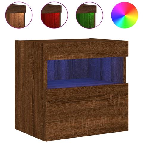 Mobile Tv A Parete Con Luci Led Rovere Marrone 40x30x40 Cm - Foto 2
