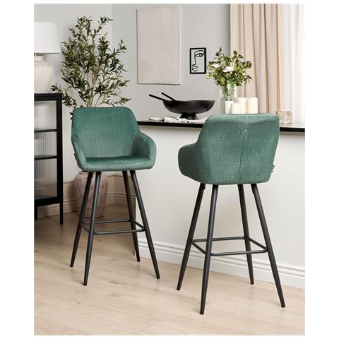 Set Di 2 Sedie Alte Casmalia Velluto Verde Scuro - Foto 1