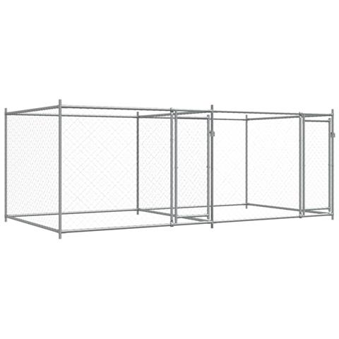 Gabbia per Cani con Porte Grigia 4x2x1,5 m in Acciaio Zincato - Foto 1