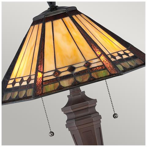 Lampada Da Scrivania Tiffany Arden Metallo Patina Di Bronzo 2 Luci E27 - Foto 2