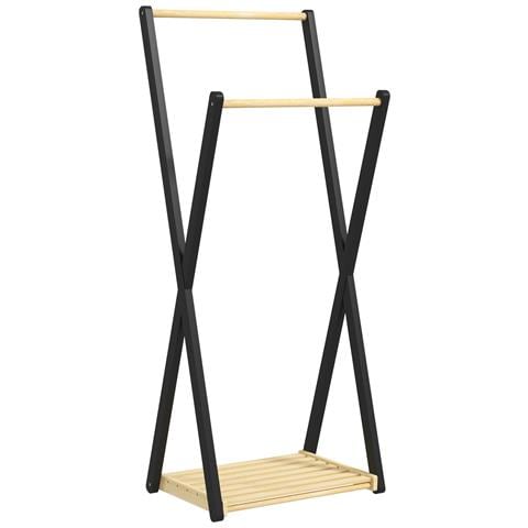 Appendiabiti Da Terra In Legno Con 2 Barre E Ripiano Inferiore Design Moderno, 61x45x152cm - Foto 1