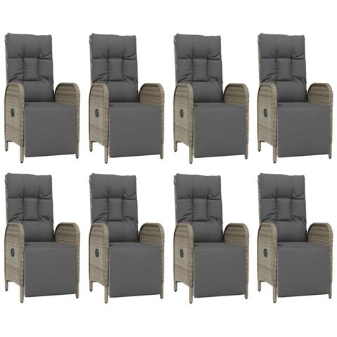 Set da Pranzo da Giardino 9 pz con Cuscini in Polyrattan Grigio - Foto 2