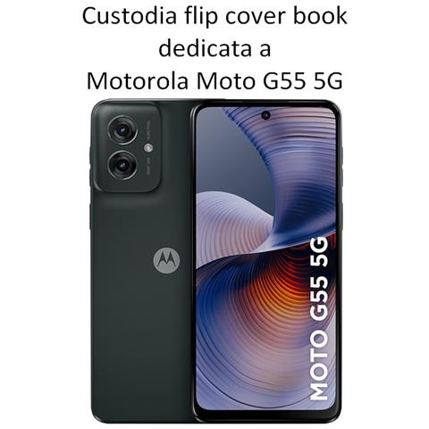 Custodia A Libro Book Case Per Motorola Moto G55 5g Navy-lime - Foto 2