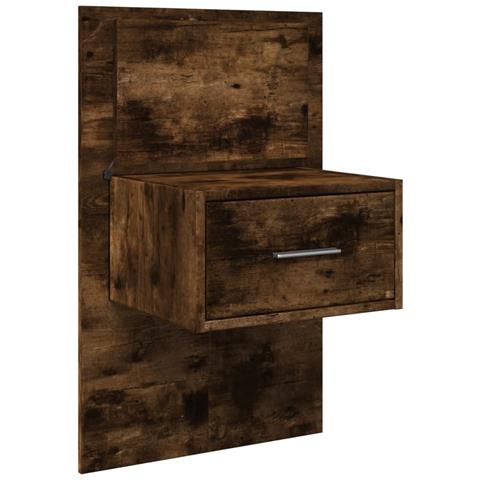 Comodino A Parete Con Luci Led Rovere Fumo - Foto 3