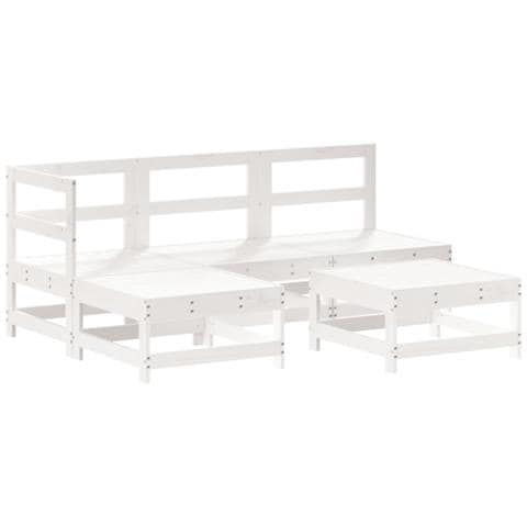 Set Salotto Da Giardino 5 Pz Bianco In Legno Massello Di Pino - Foto 2