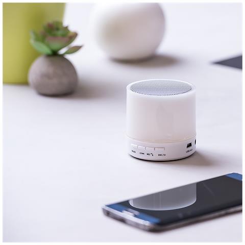 Altoparlante Bluetooth Con Luci Led Multicolori. Potenza Sonora 3w. Batteria 300 Mah 6x6x6 Cm. Colore Bianco - Foto 7