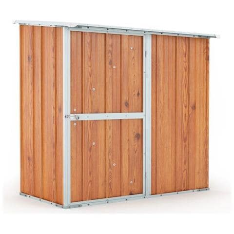 Deposito Da Giardino Per Attrezzi In Lamiera Di Acciaio Zincata 174x100cm X H 182cm - 43kg - 1,74mq - Legno - Foto 1