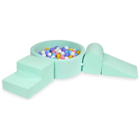 Foam Speelset Met Rond Zwembad 90x30 Mint Met Ballen 200 Stuks (lichtblauw, Geel, Geme Leerd, Poederroze, Wit) - Foto 1