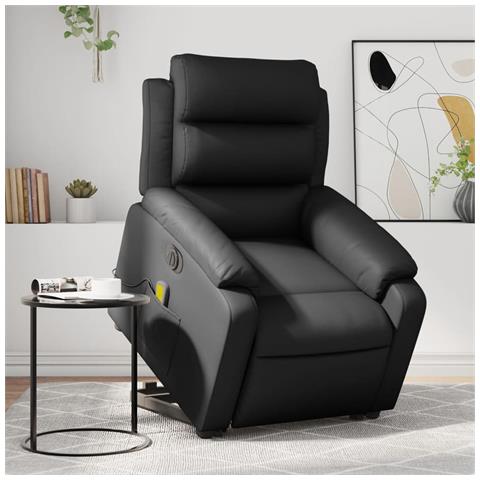 Lusso Casadino - Poltrona Alzapersona Massaggiante Elettrica Nera In Similpelle - Foto 8