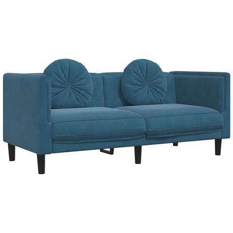 Lusso Casadino -  Divano A 2 Posti Con Cuscini Blu In Velluto - Foto 1