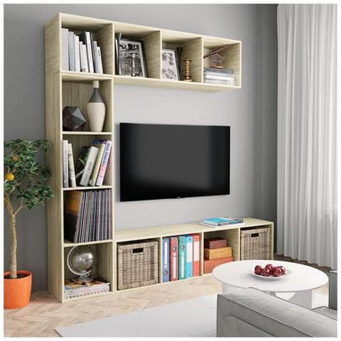 Lusso Casadino -  Set Mobili Libreria/porta Tv 3 Pz Rovere Sonoma 180x30x180 Cm - Foto 6