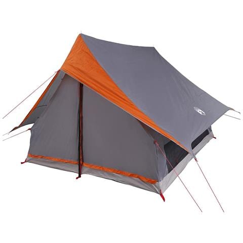 Tenda da Campeggio a Forma di A per 5 Persone Impermeabile Grigia e Arancione - Foto 1