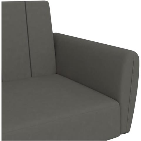 Divano Letto a 2 Posti Grigio Scuro in Velluto - Foto 9