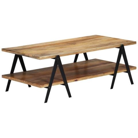 Tavolino Da Salotto 115x60x40 Cm In Legno Massello Di Mango - Foto 8