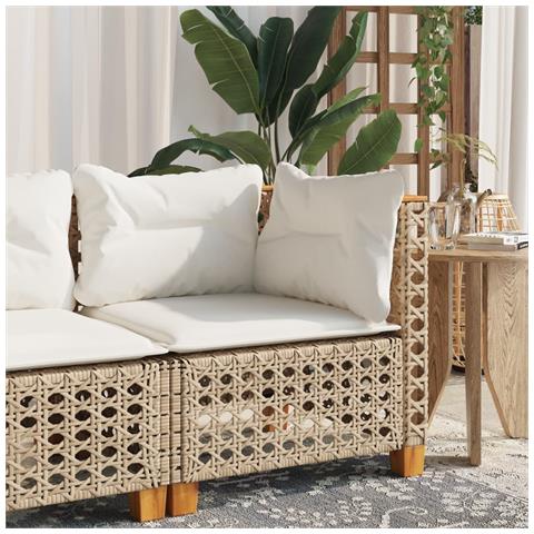 Divano Angolare da Giardino con Cuscini Beige in Polyrattan - Foto 2
