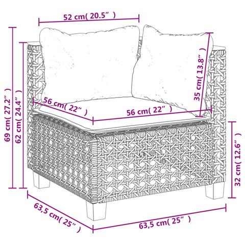 Divano Angolare da Giardino con Cuscini Beige in Polyrattan - Foto 9
