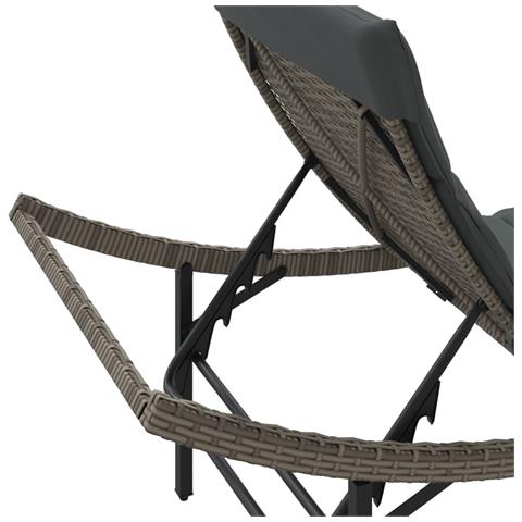 Lettini Prendisole 2 pz con Tavolino Grigio in Polyrattan - Foto 9