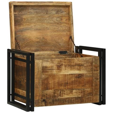 Scatola di stoccaggio 60x40x41 cm in legno di mango ruvido - Foto 2