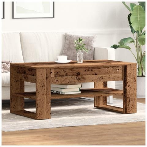 Tavolino da caffè in legno antico 102x55x45 cm in legno ingegnerizzato - Foto 2