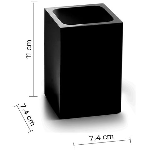 Portaspazzolini D'appoggio In Resina E Sabbia Sf98 Serie Sofia Nero Opaco - Foto 2
