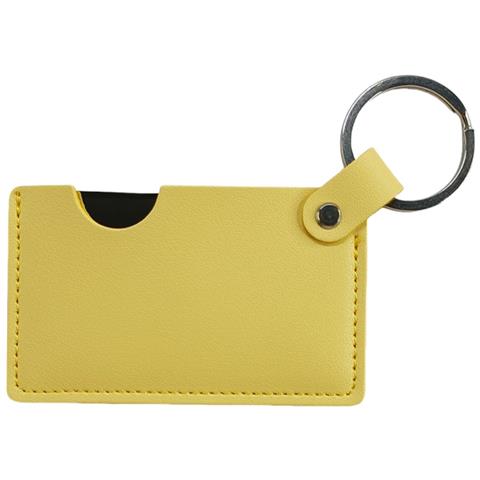 Specchietto Per Il Trucco Portatile In Pu Con Portachiavi In Acciaio Inossidabile Yellow - Foto 1