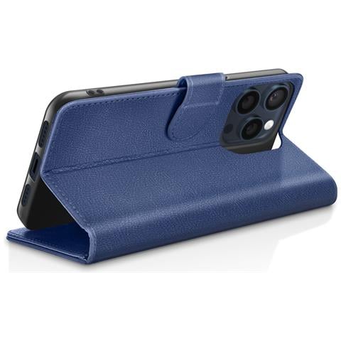Custodia A Portafoglio Per Iphone 15 Pro Funzione Supporto E Linguetta Magnetica, Blu Scuro - Foto 2