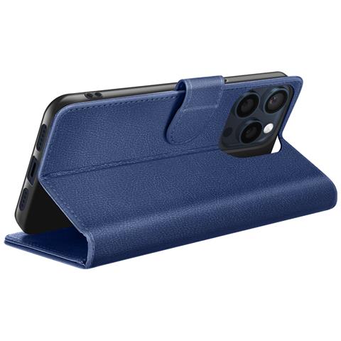 Custodia A Portafoglio Per Iphone 15 Pro Funzione Supporto E Linguetta Magnetica, Blu Scuro - Foto 5