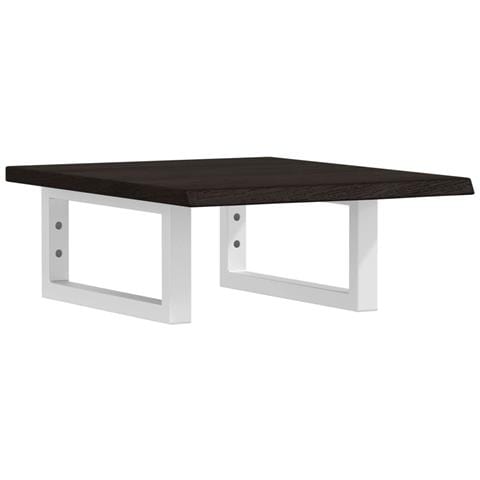 Ripiano a Parete per Lavabo in Acciaio e Massello di Rovere - Foto 1