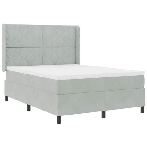 Letto a molle con testiera Grigio chiaro 140 x 190 cm Velluto - Foto 1