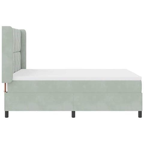 Letto a molle con testiera Grigio chiaro 140 x 190 cm Velluto - Foto 9