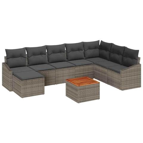 Set Divano da Giardino 9 pcs Grigio - Foto 1