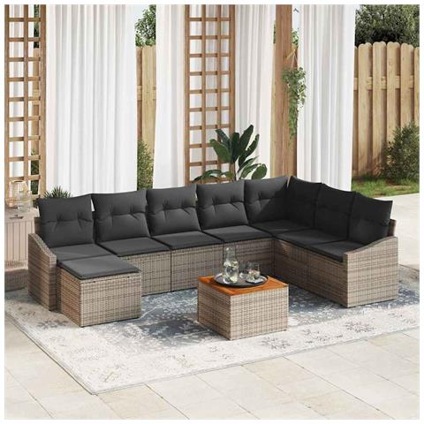 Set Divano da Giardino 9 pcs Grigio - Foto 2