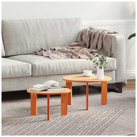 Tavolino da salotto 2 pcs Cera marrone 47.5 x 47.5 x 27 cm - Foto 2