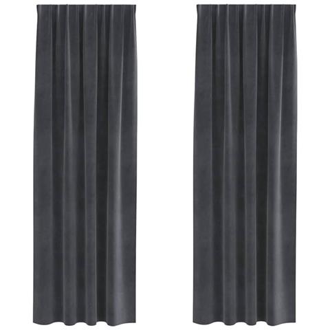 Tende con tende 2 pcs Grigio chiaro 140 x 225 cm Velluto - Foto 1