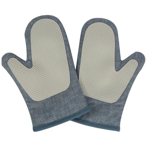 Guanti In Silicone Con Giuntura In Tessuto Di Bambù: Guanti Ad Alta Temperatura Resistenti Al Calore Antiscottatura Per Forno A Microonde (1 Paio) Blue - Foto 1