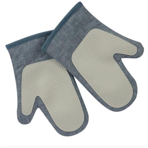 Guanti In Silicone Con Giuntura In Tessuto Di Bambù: Guanti Ad Alta Temperatura Resistenti Al Calore Antiscottatura Per Forno A Microonde (1 Paio) Blue - Foto 2
