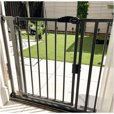 Bettacare Cancelletto Per Animali Con Chiusura Automatica, 132,6cm - 139,6cm, Grigio Ardesia - Foto 4