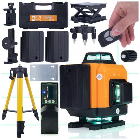 Livella Laser Orange Tiger Rot16l - 16 Linee, Stativo 43-120cm, Rilevatore Di Fascio | Precisione 0,2mm / 10m, Ip54 | Uso Edilizio E Finitura - Foto 1