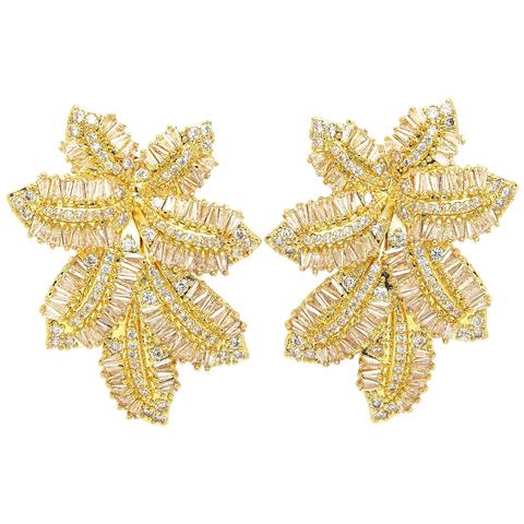 Collezione Diva Borchie a Foglia Finitura Gialla in Zirconia Cubica - Foto 5