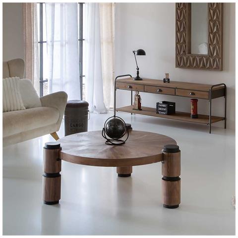 Tavolino Da Salotto In Legno E Metallo Marrone D110x46 - Foto 2