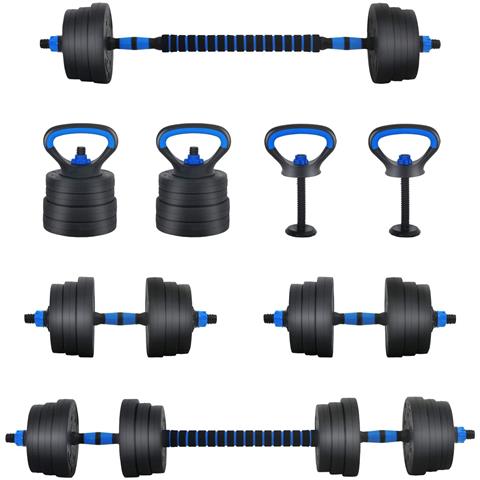 Set Manubri e Bilanciere 2-in-1 30kg Nero e Blu - Foto 1