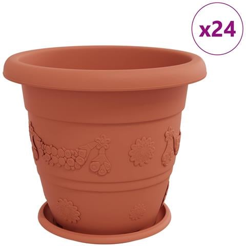 Vasi per Piante 24 pcs Rosso Mattone Ø 26 x 21.5 cm Plastica - Foto 1