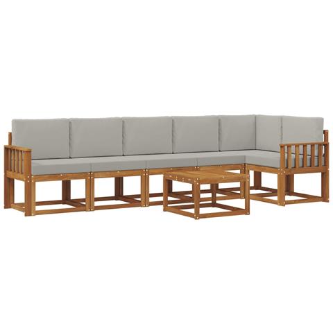 Set di divani da esterno 7 pcs Grigio Naturale e Chiaro - Foto 1